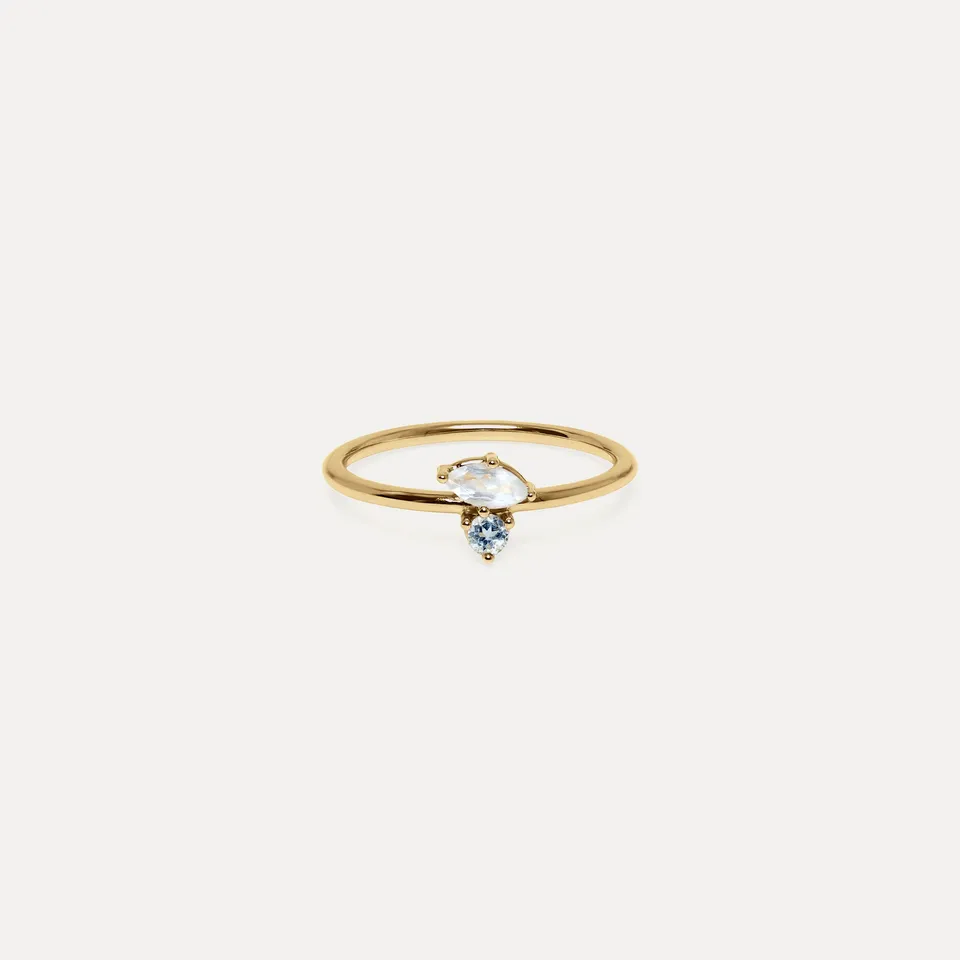 Stilnest Joy Solitär Ring Mondstein Aquamarin 24K Vermeil