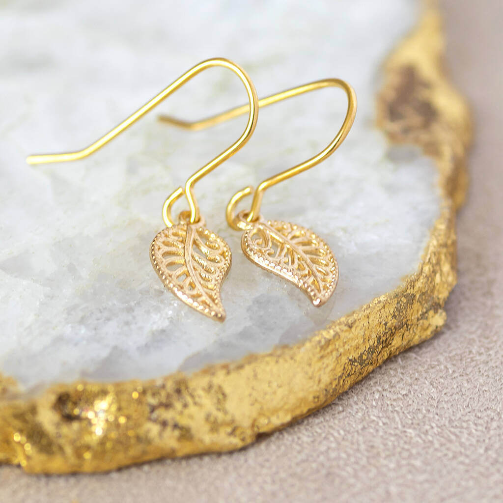 Joy by Corrine Smith Leaf Filigree Ohrringe Gold Blatt