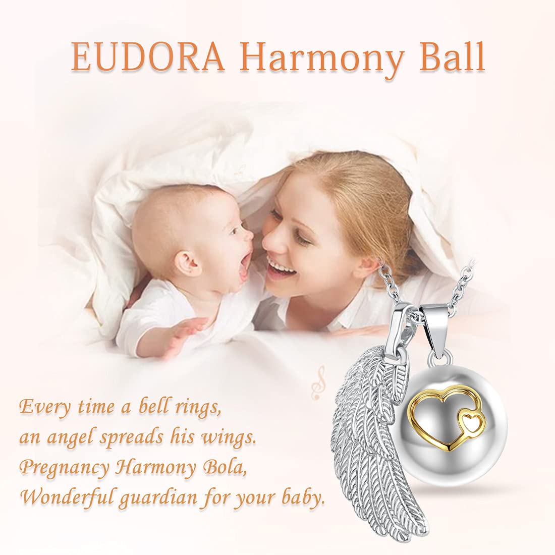 Eudora Harmony Bola Klangkugel Kette Doppelherz 114cm