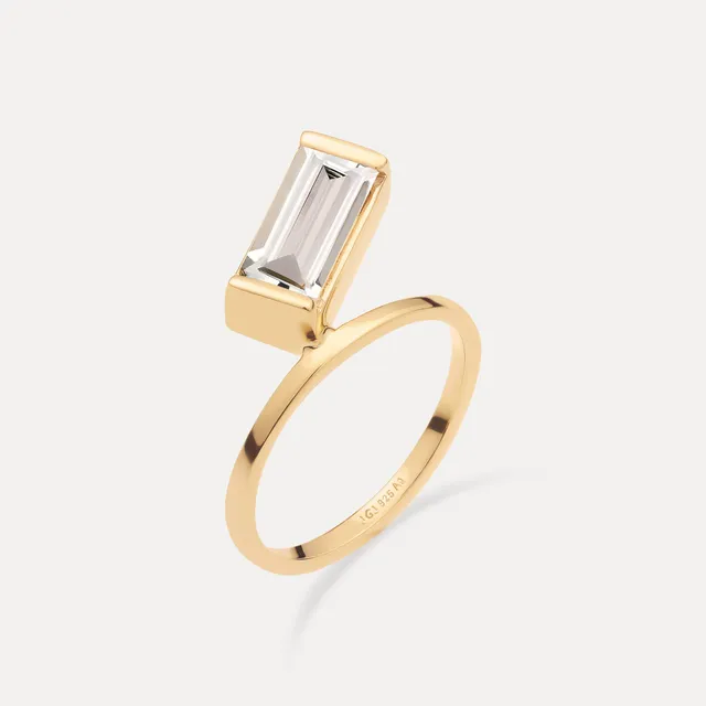 Stilnest Beryll Balance Baguette Ring Gold Vermeil Gr.52