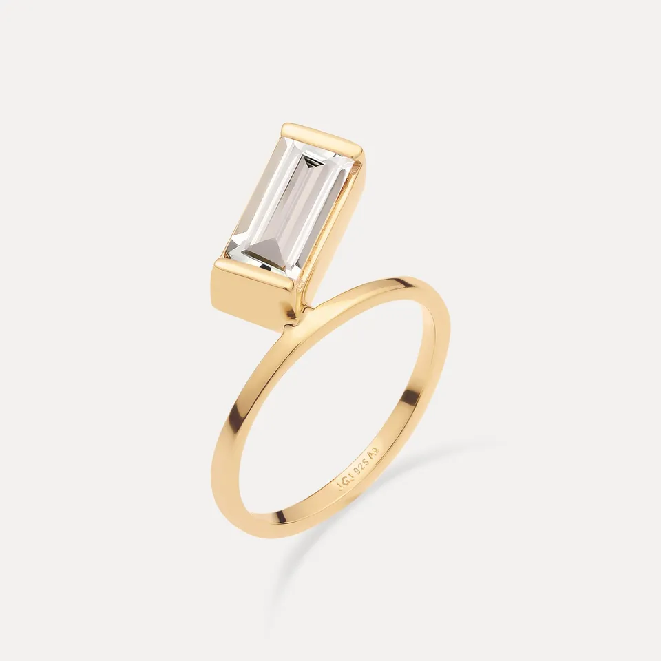 Stilnest Beryll Balance Baguette Ring Gold Vermeil Gr.52