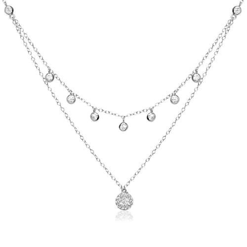 JEWLIX Ketten mit Anhänger Kette Sterlingsilber Zirkonia Halskette