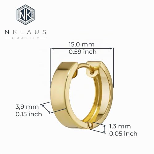 NKlaus Jewellery Klappcreolen 333 Gelbgold 15x3,9mm Paar
