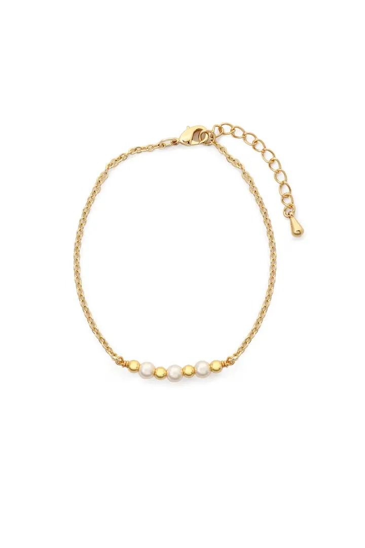 Joy by Corrine Smith Pearl Bar Armband Gold mit Perlenkette