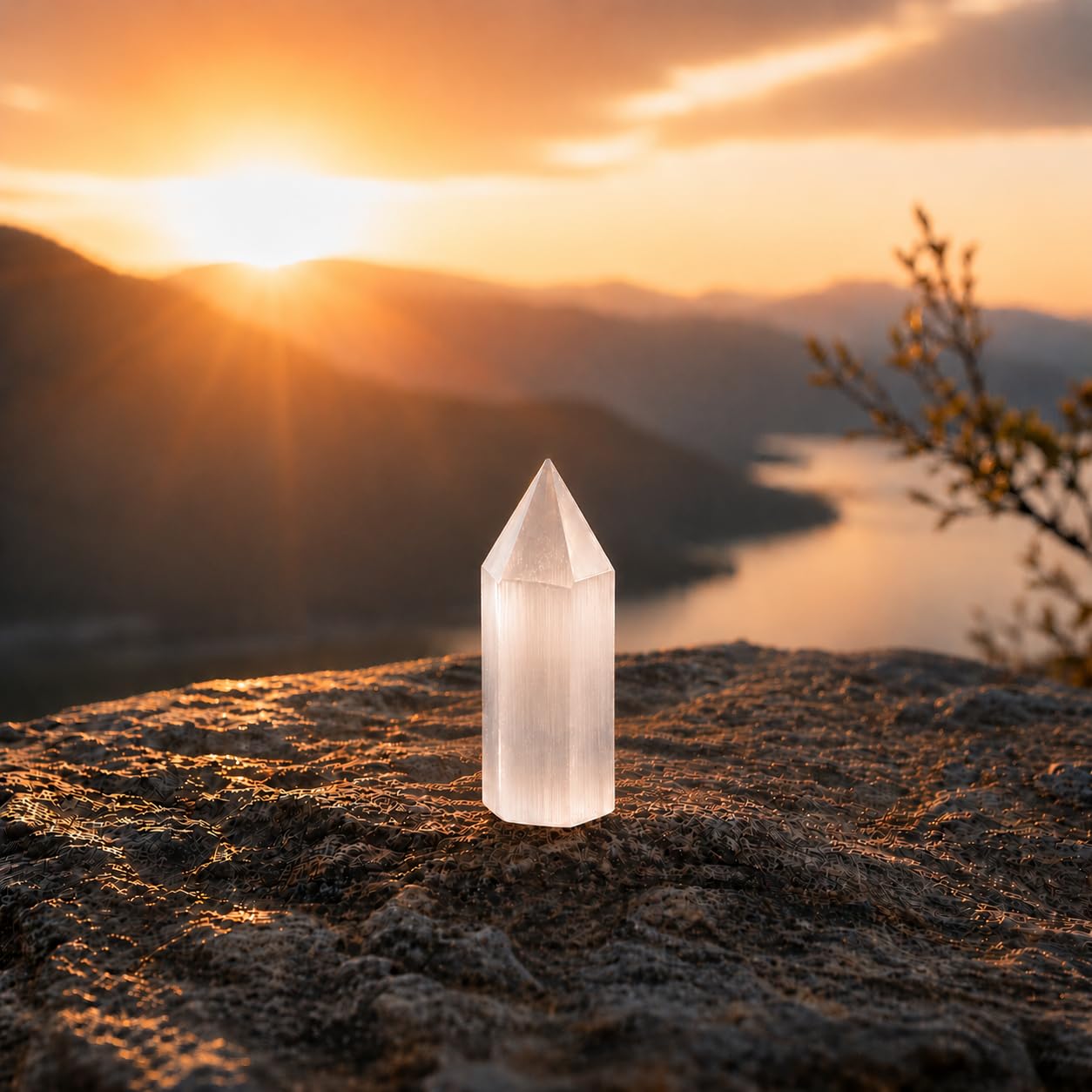 NKlaus Healing Crystals Selenit Prisma 10cm Spitze