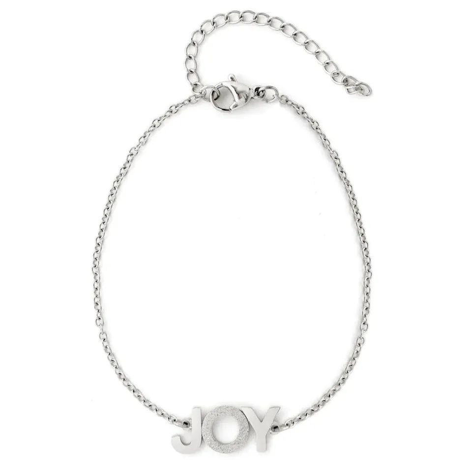 Joy Positive Affirmation Armband Silber Joy Schriftzug