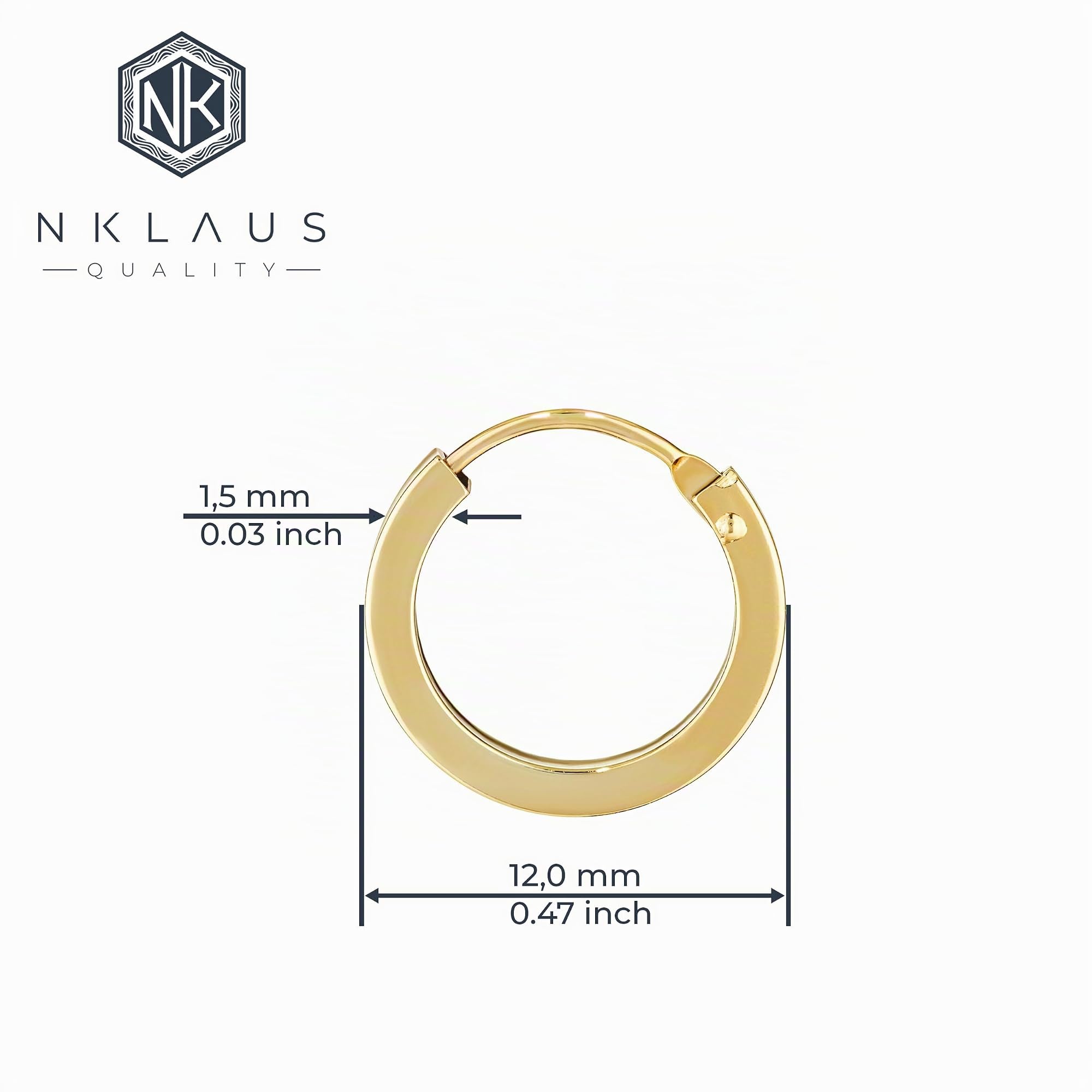 NKlaus Creolen Ohrringe 585 Gelbgold 12 mm quadratisch