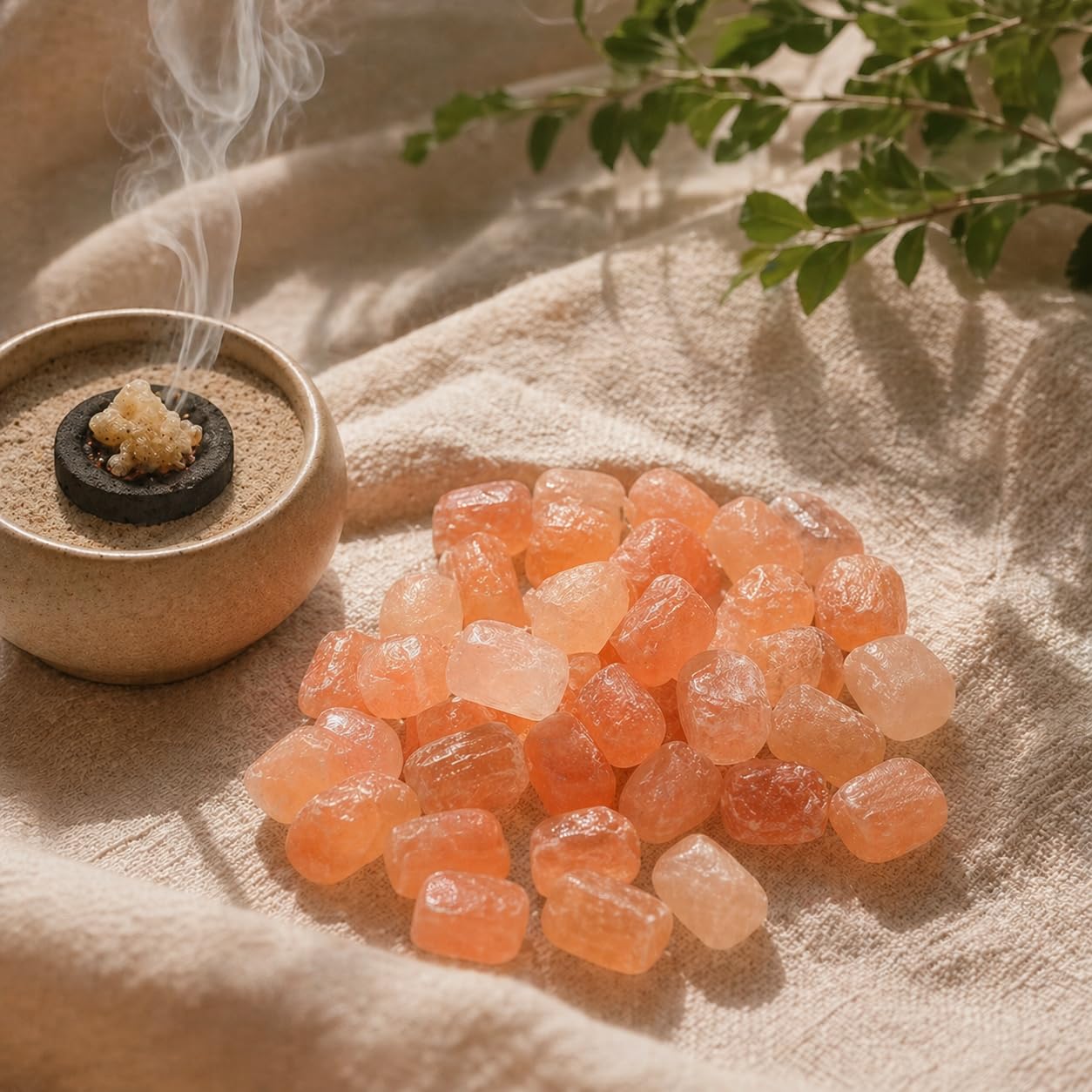 NKlaus Healing Crystals Oranger Selenit Trommelsteine 900g Edelstein