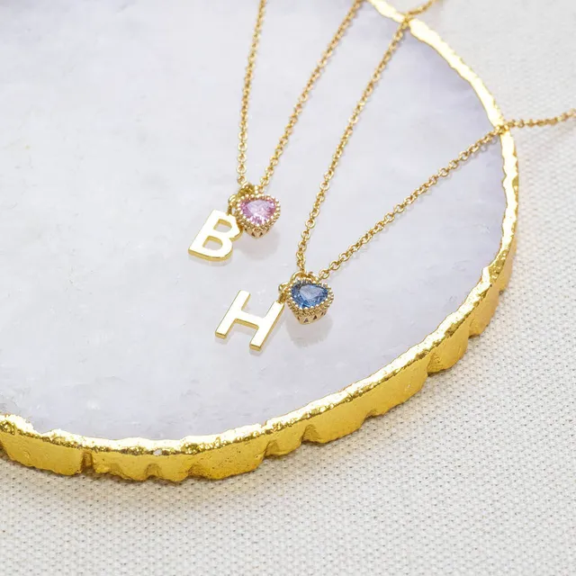 Joy by Corrine Smith Heart Birthstone Initial Halskette Gold