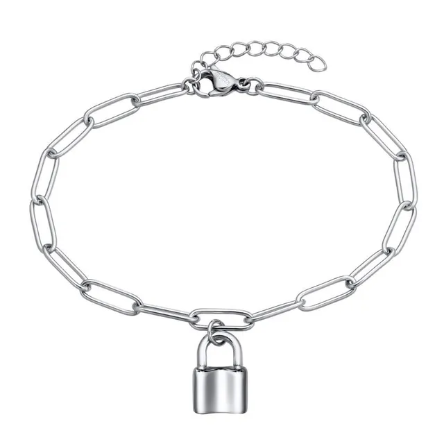 JEWLIX Armband Edelstahl Liebeschloss Glieder silberfarben