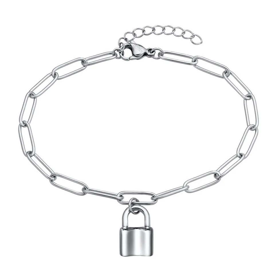 JEWLIX Armband Edelstahl Liebeschloss Glieder silberfarben