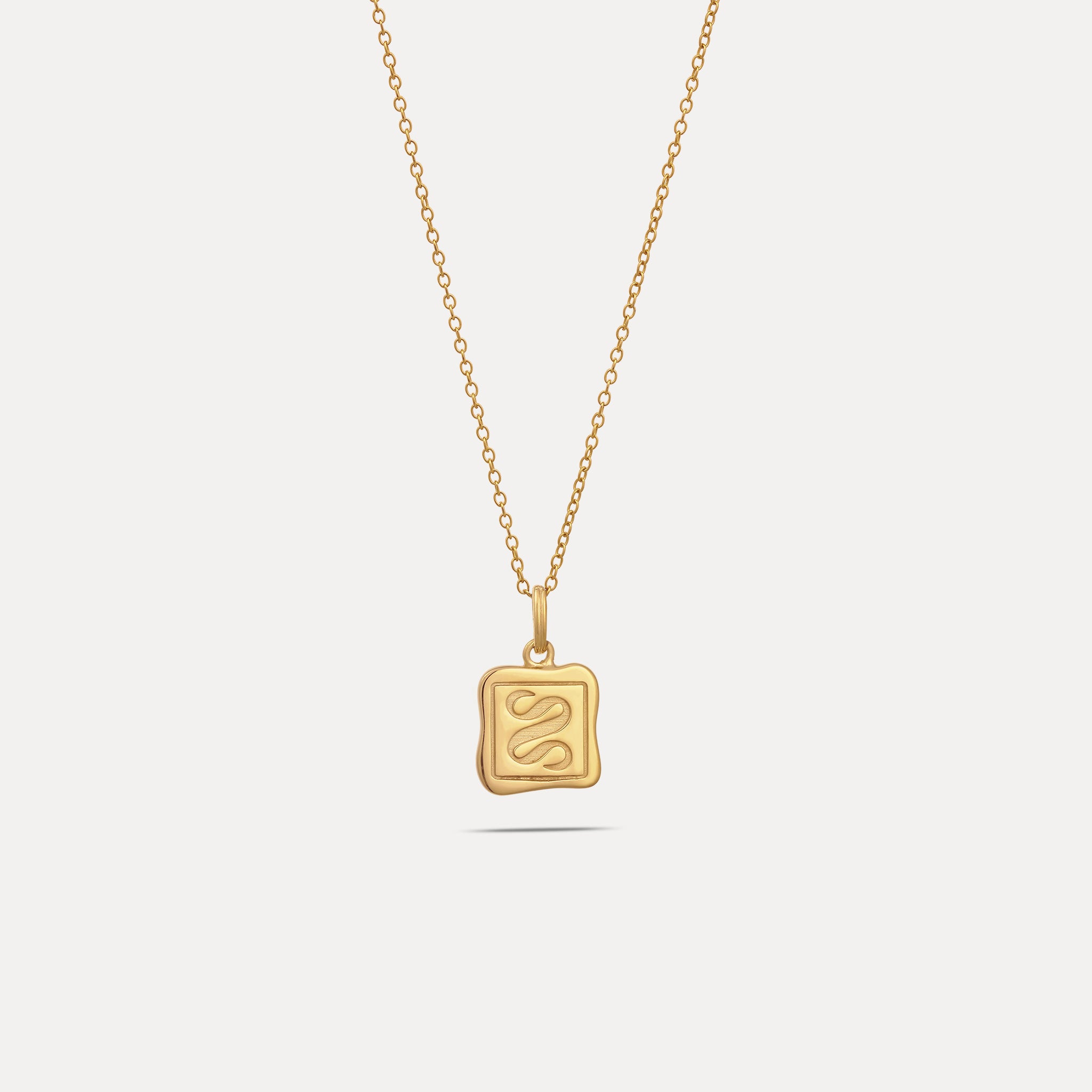 Stilnest Anhänger gravierbar Gold Vermeil eckig