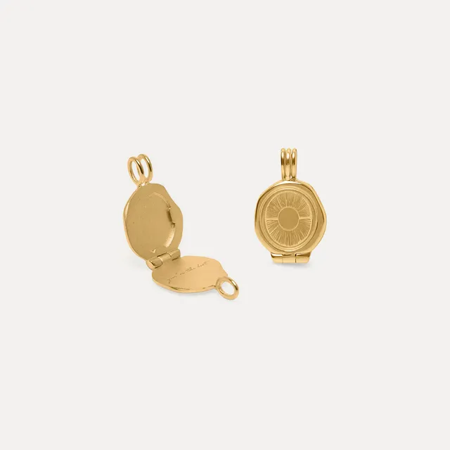 Stilnest Sun Seal Medaillon Anhänger Silber Gold Vermeil