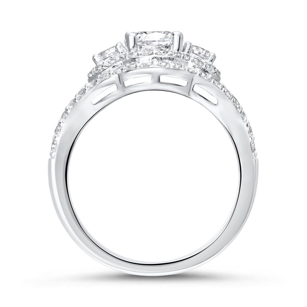 JEWLIX Verlobungsring 925 Silber Ring 54mm Steinbesatz