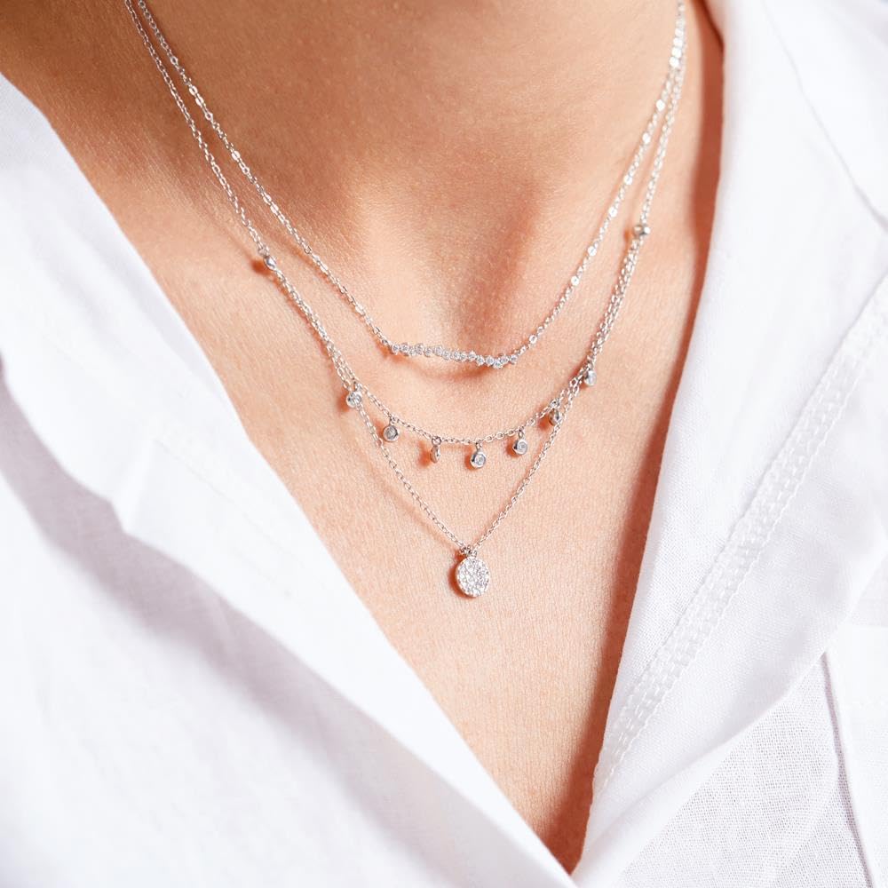 JEWLIX Ketten mit Anhänger Kette Sterlingsilber Zirkonia Halskette
