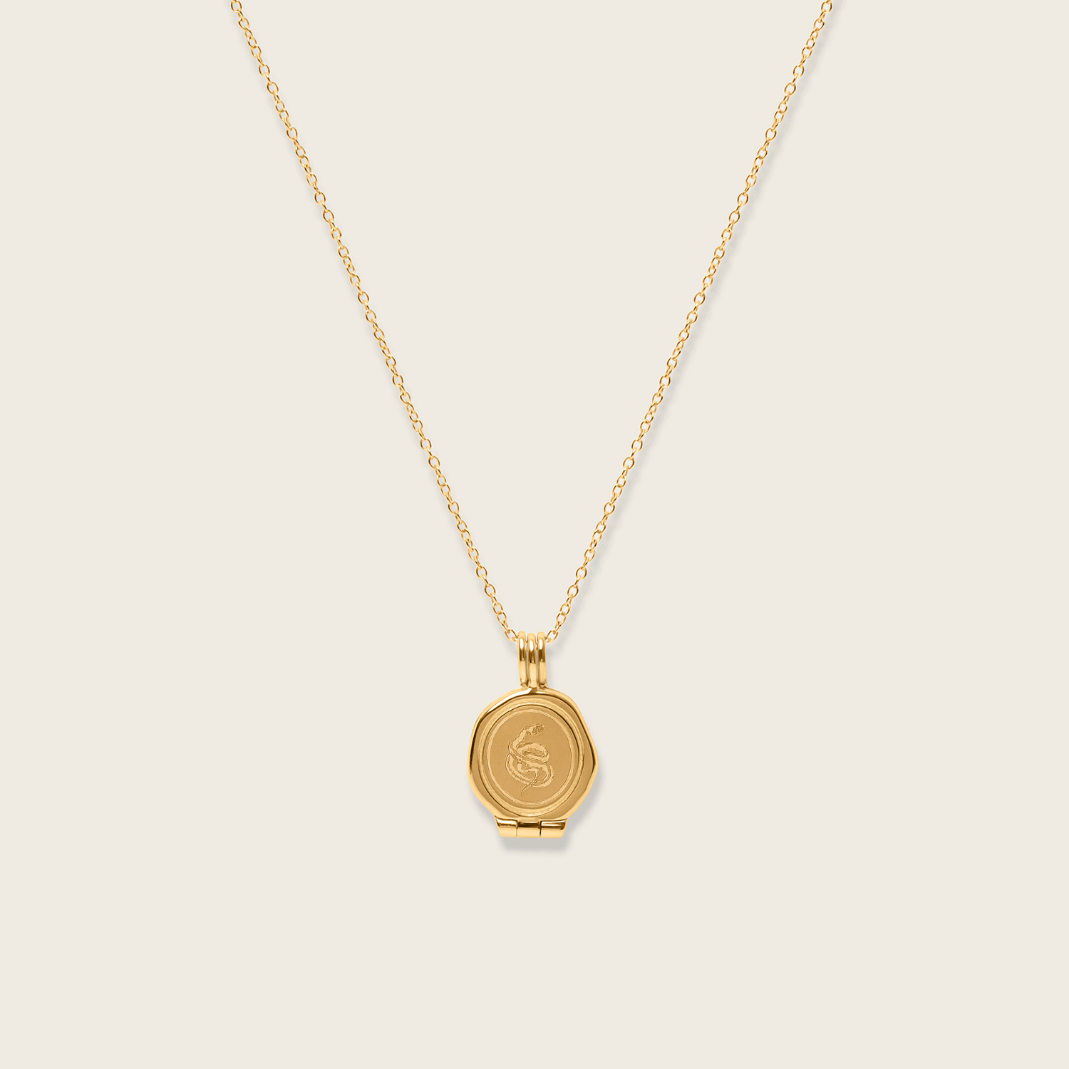 Stilnest Floral Seal Medaillon Kette Gold Vermeil 45 cm
