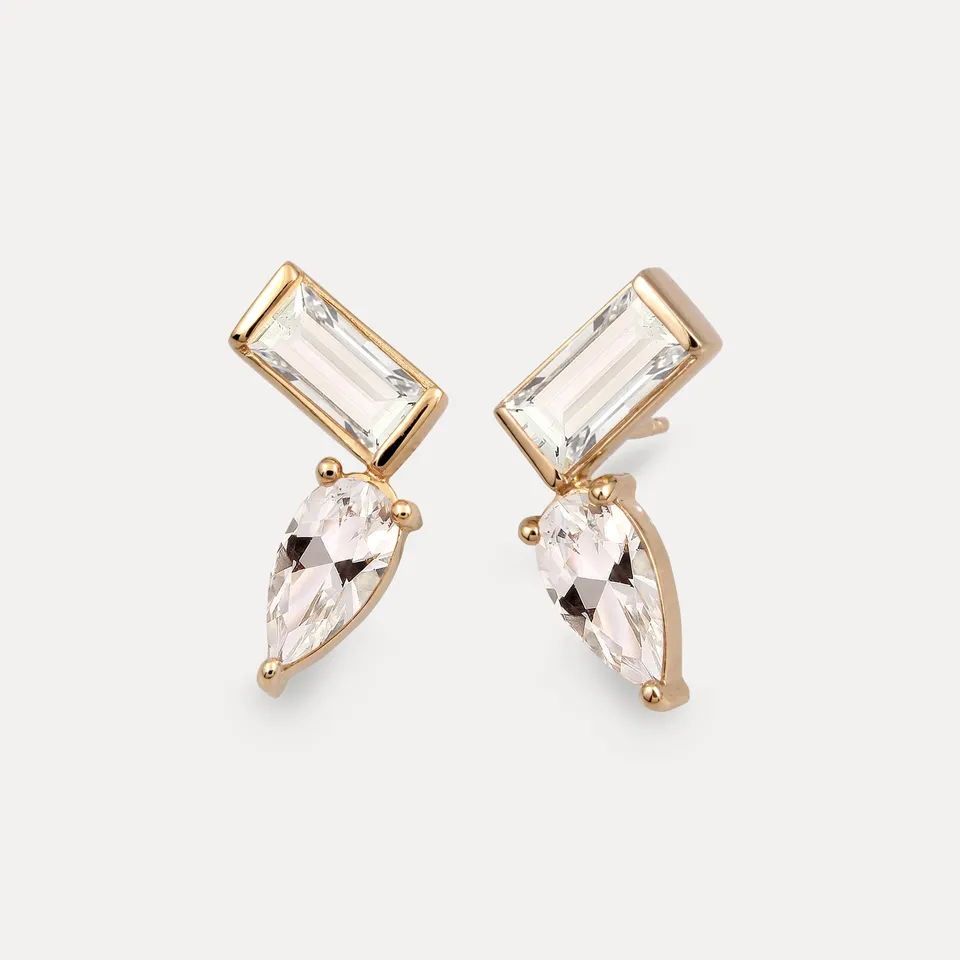 Stilnest Balance Dual Ohrstecker Beryll 585 Gold