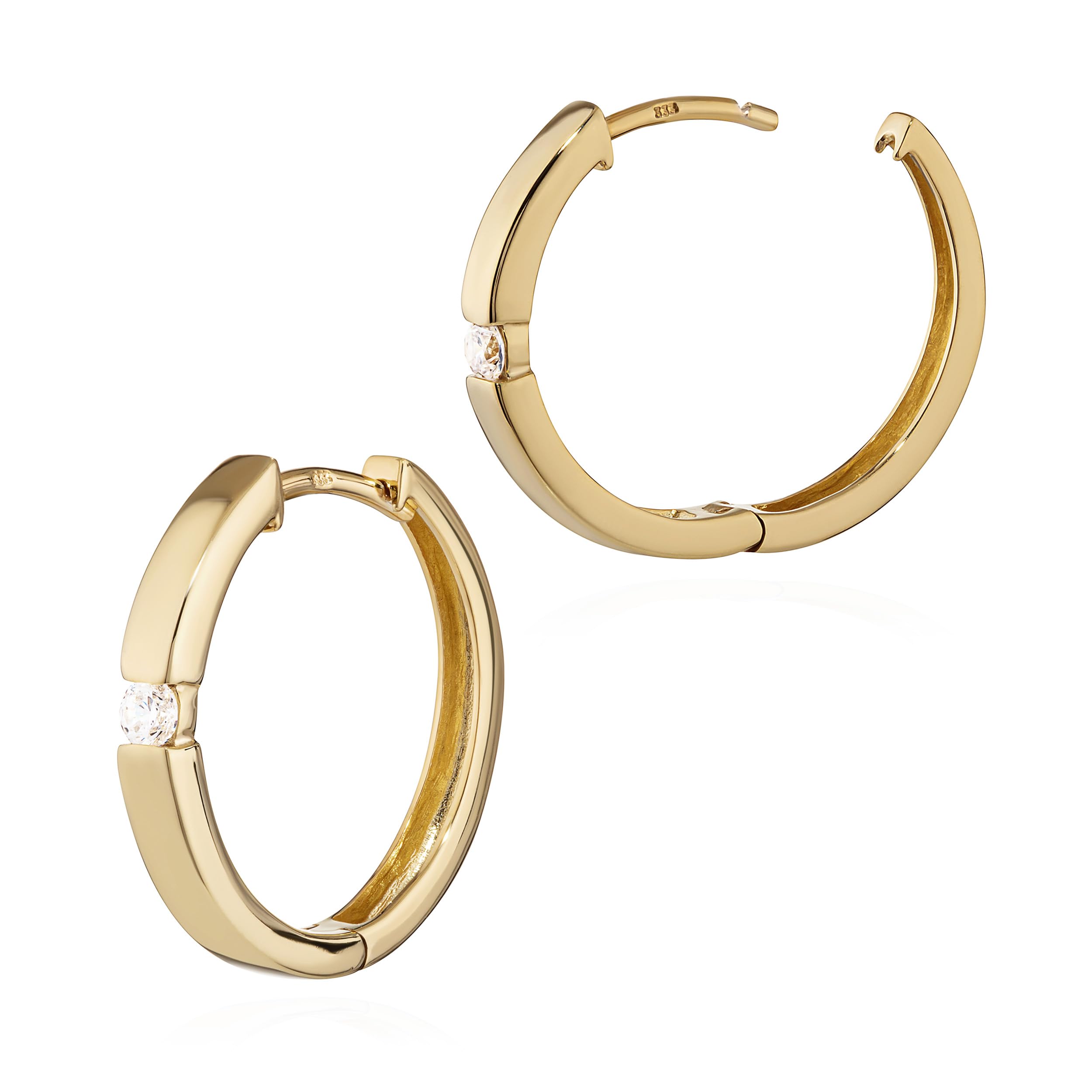 NKlaus Jewellery Klappcreolen Gold 333 Zirkonia 18,4mm