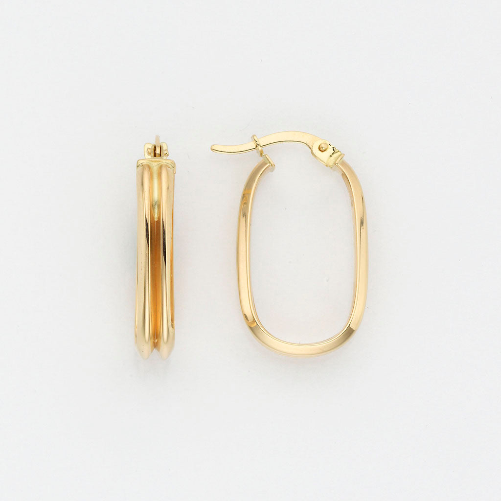 Eugen Rühle Bügel-Creolen oval m. Rille 4x21x13,5mm Ohrringe Gold