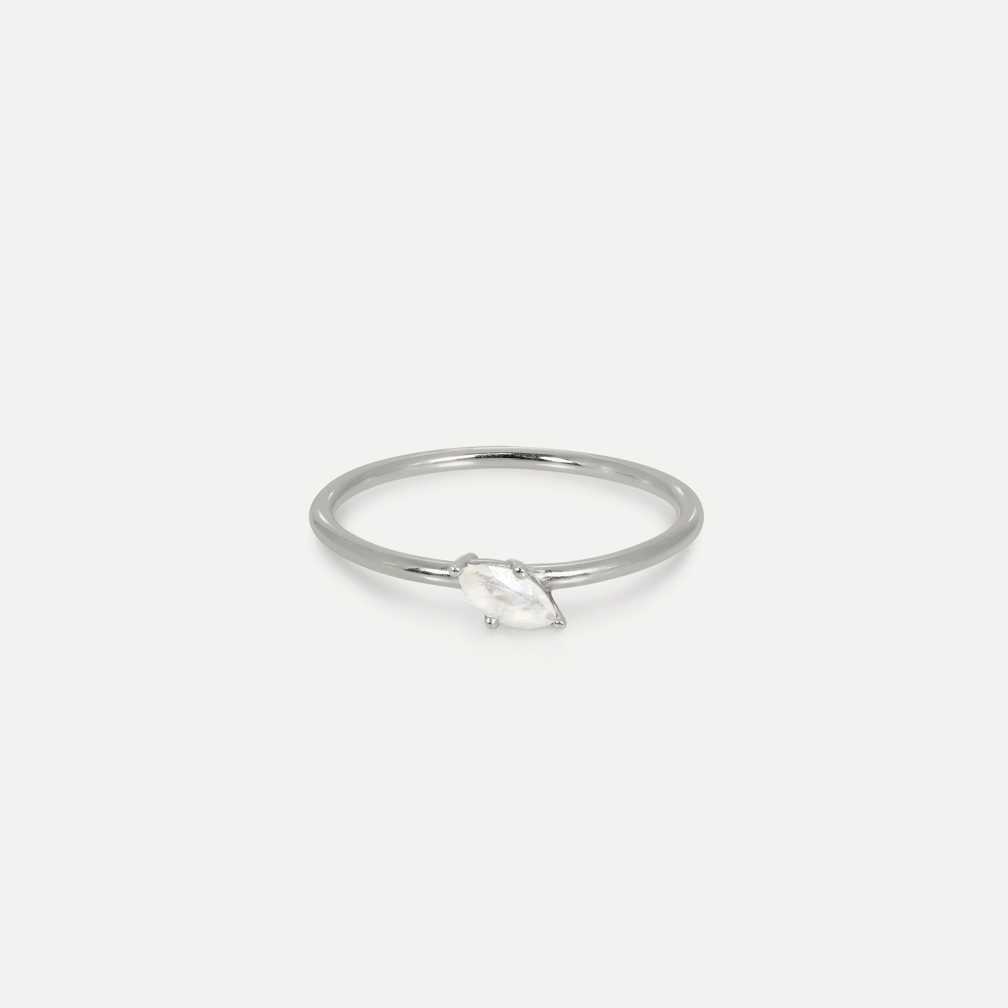 Stilnest Mondstein Navette Solitär Ring Vermeil Gr. 49-64