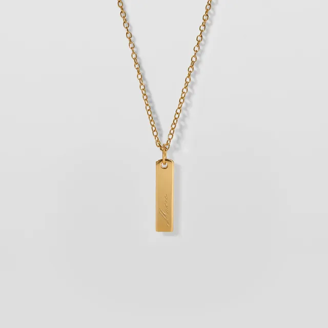 Stilnest Engravable Bar Kette 24k Gold Vermeil 45cm Anker