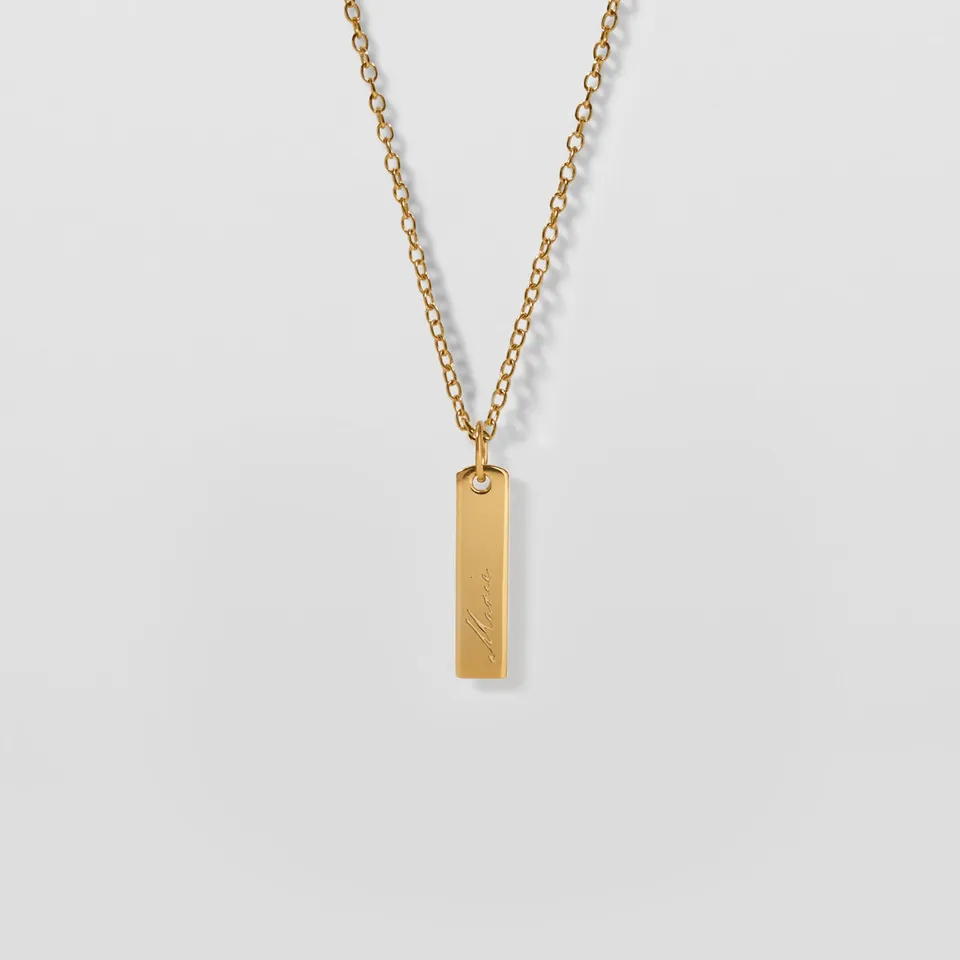 Stilnest Engravable Bar Kette 24k Gold Vermeil 45cm Anker