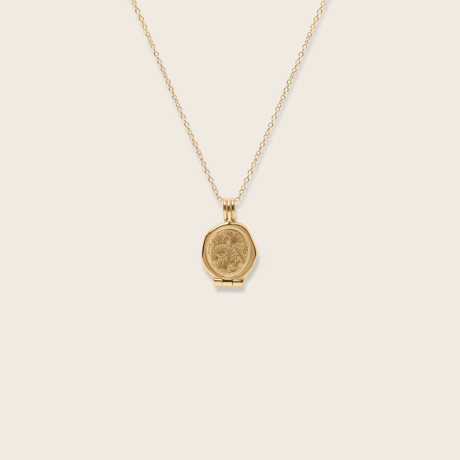 Stilnest Nouveau Flower Seal Medaillon Kette 585 Gold