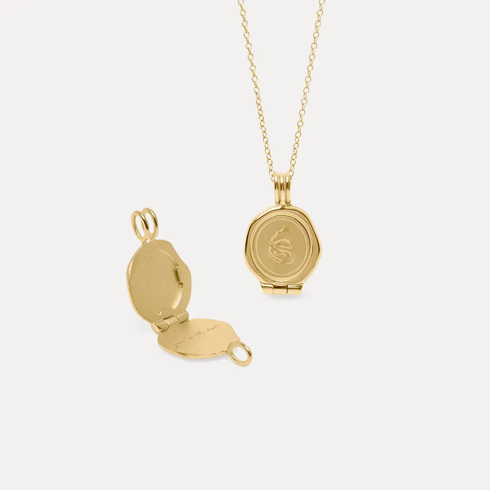Stilnest Snake Seal Medaillon Kette 585 Gold 45cm