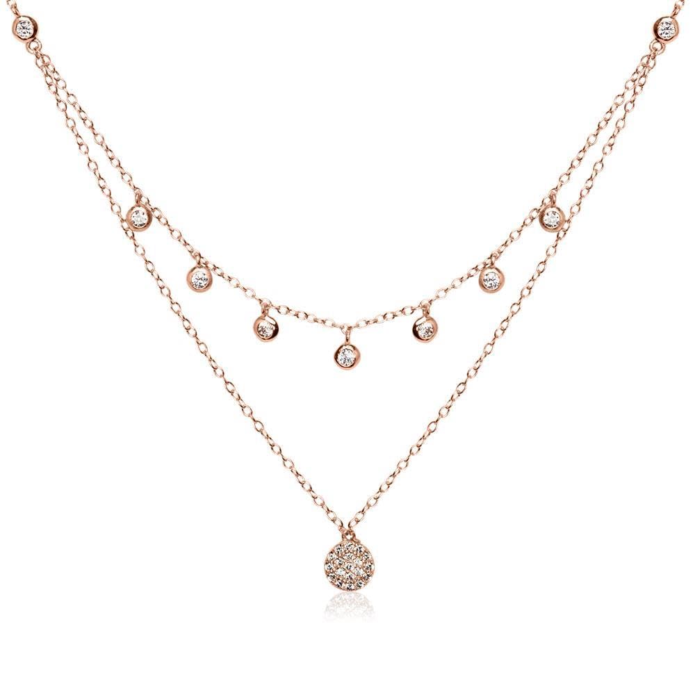 JEWLIX SN0437 Layerkette Halskette rosévergoldet Zirkonia