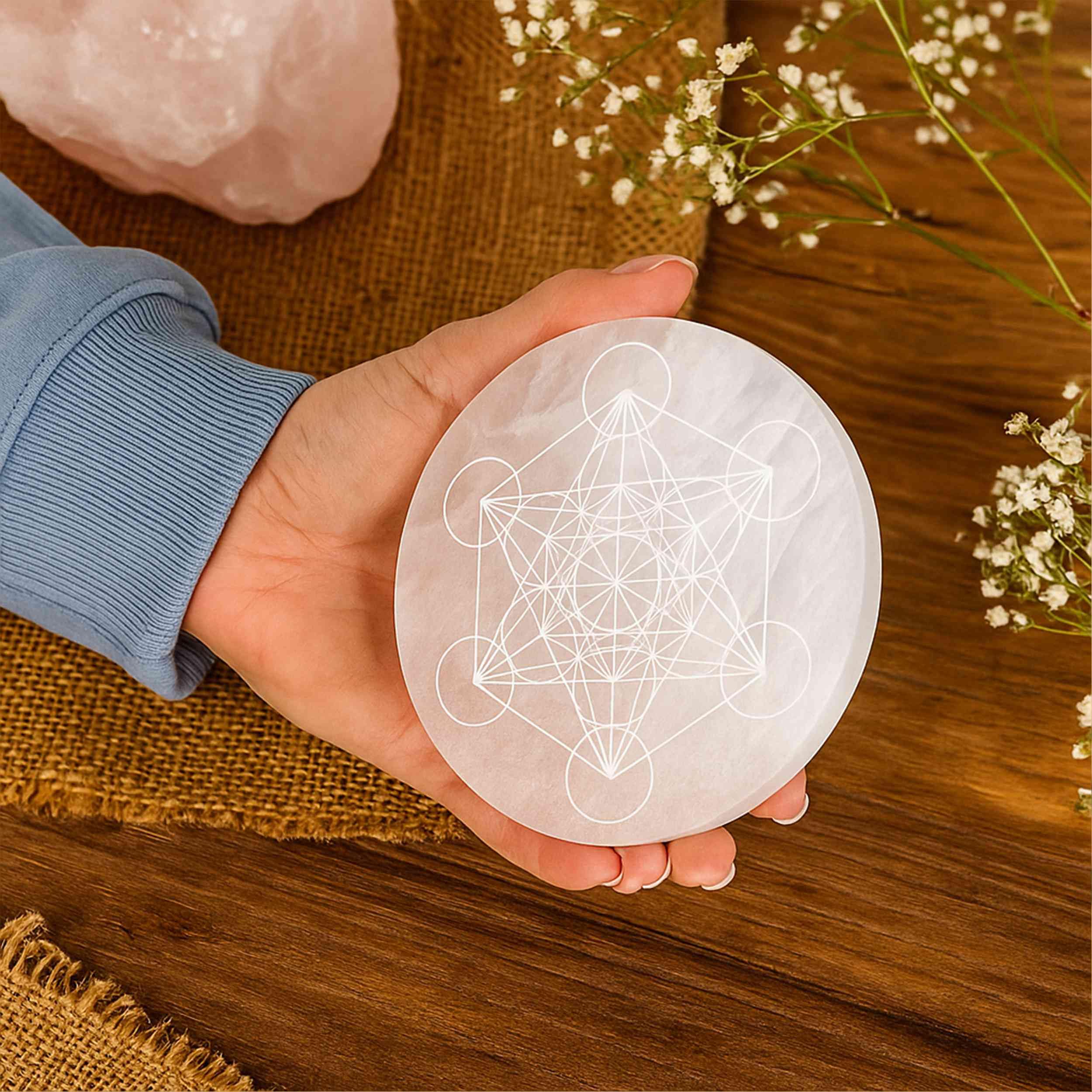 NKlaus Healing Crystals Selenit Ladeplatte Metatron 12cm