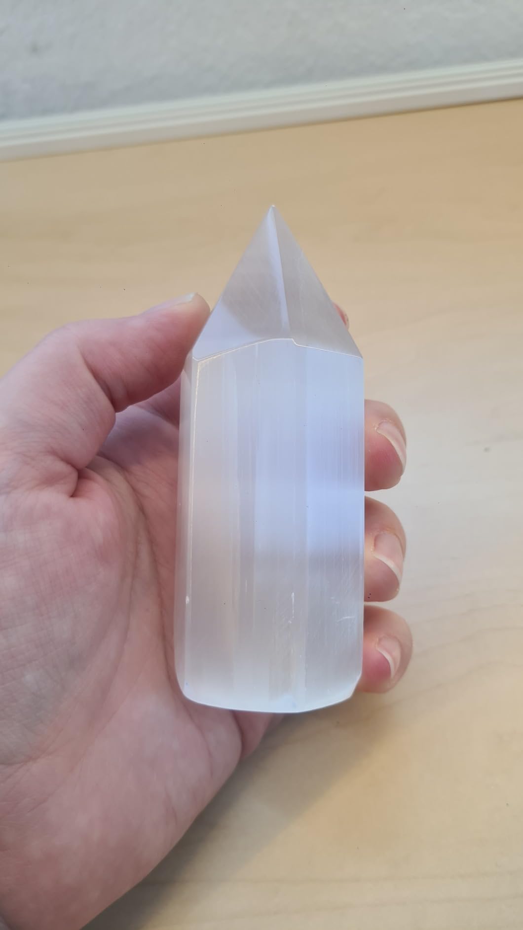 NKlaus Healing Crystals Selenit Prisma 10cm Spitze