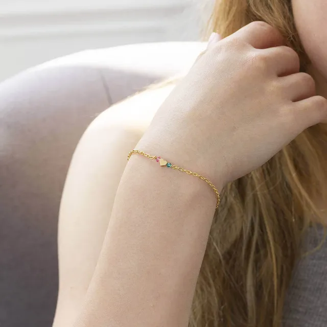 Joy Best Friends Herz Armband Gold Geburtsstein