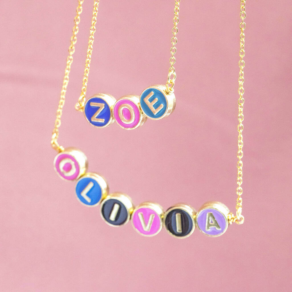 Joy by Corrine Smith Enamel Disc Name Halskette Gold Buchstaben