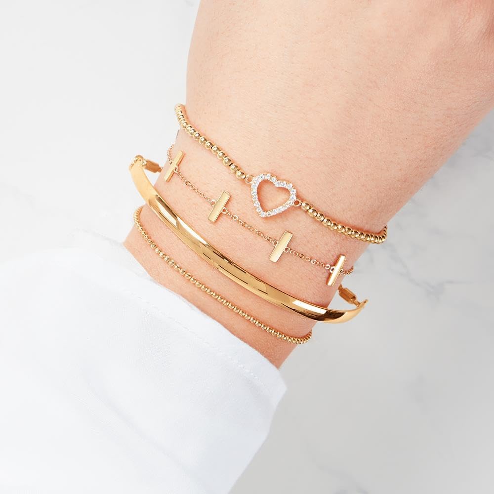 JEWLIX ID-Armbänder Armband 925er Silber Herz vergoldet Zirkonia