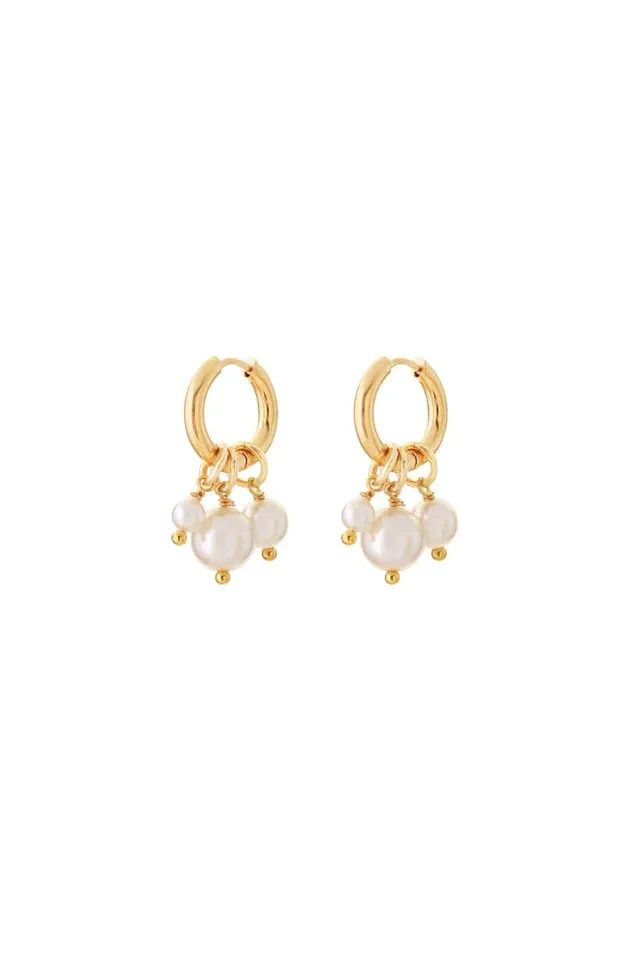 Joy by Corrine Smith Triple Pearl Ohrringe Gold Creolen