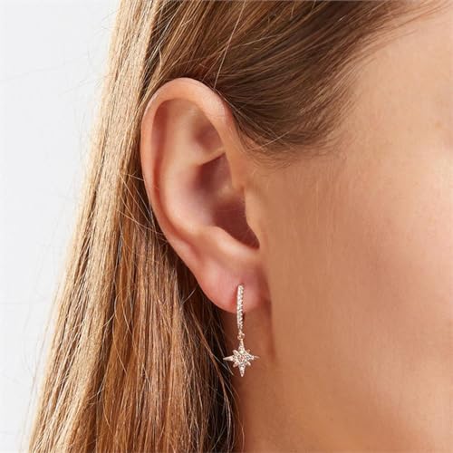 JEWLIX Ohrstecker Klappcreolen 925 Silber rosé Stern Zirkonia