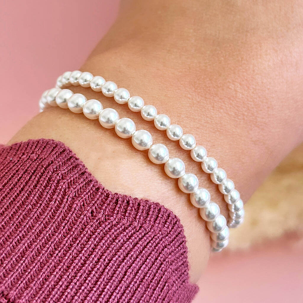 Joy by Corrine Smith Perlen Armband Silber 2er Set 19cm