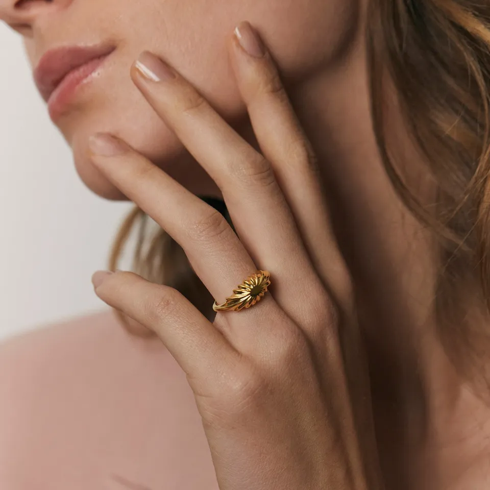 Stilnest Solar Bombé Ring 24k Gold Vermeil Gr 52