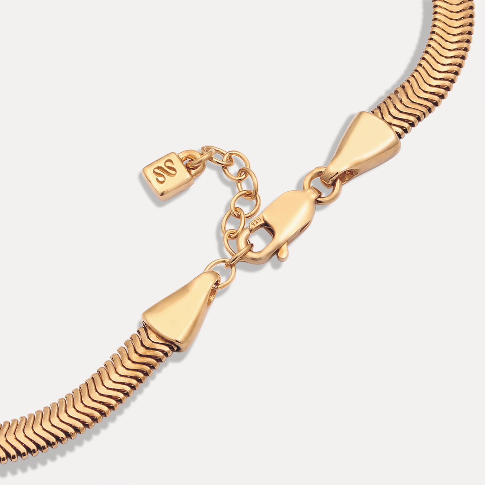 Stilnest Bracelets Herringbone Chain Armband Gold