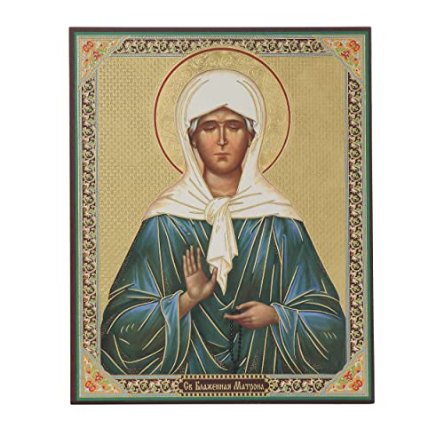 NKlaus Ikone Heilige Matrona Holz orthodox 15x18 cm
