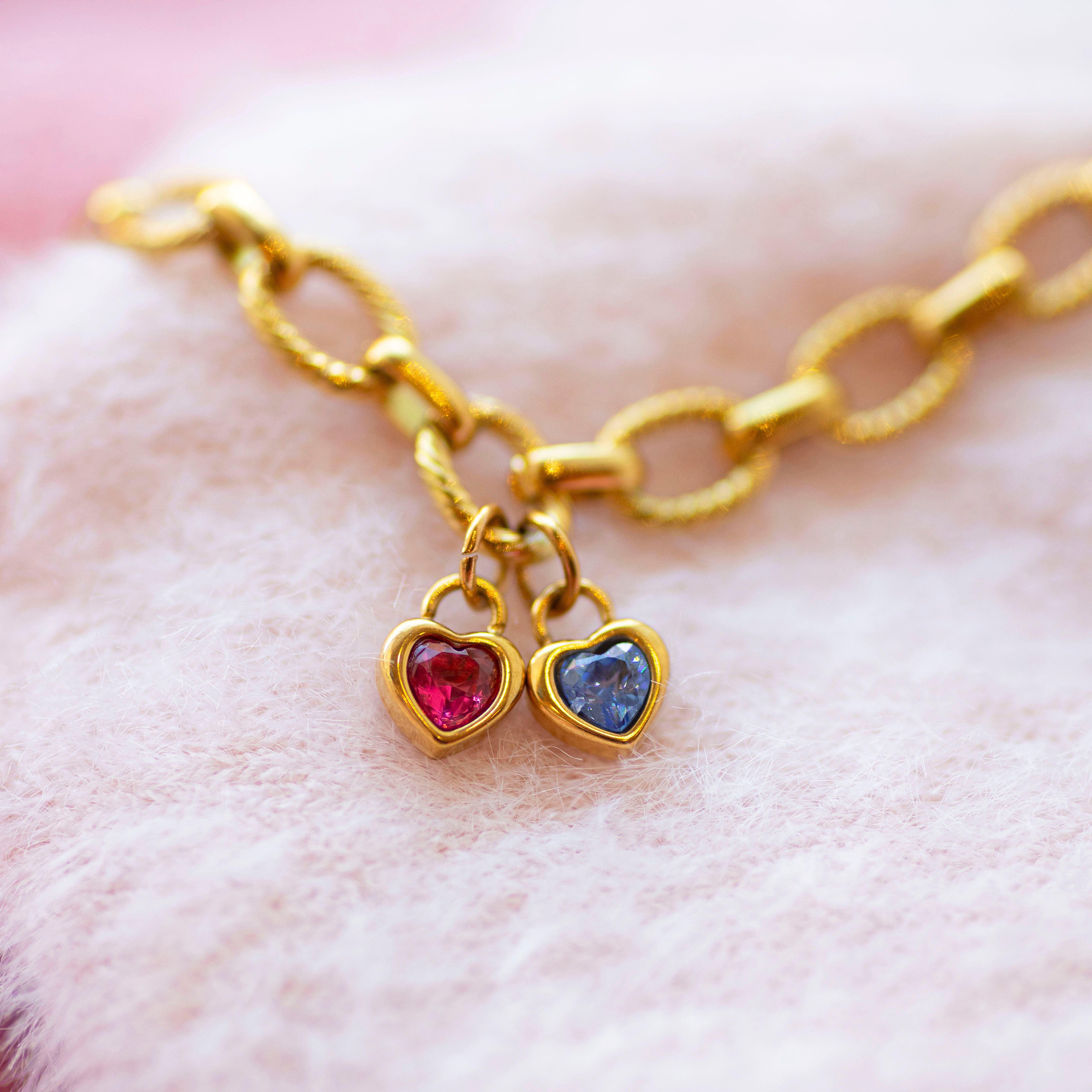 Joy by Corrine Smith Chunky Friendship Birthstone Heart Armband Gold