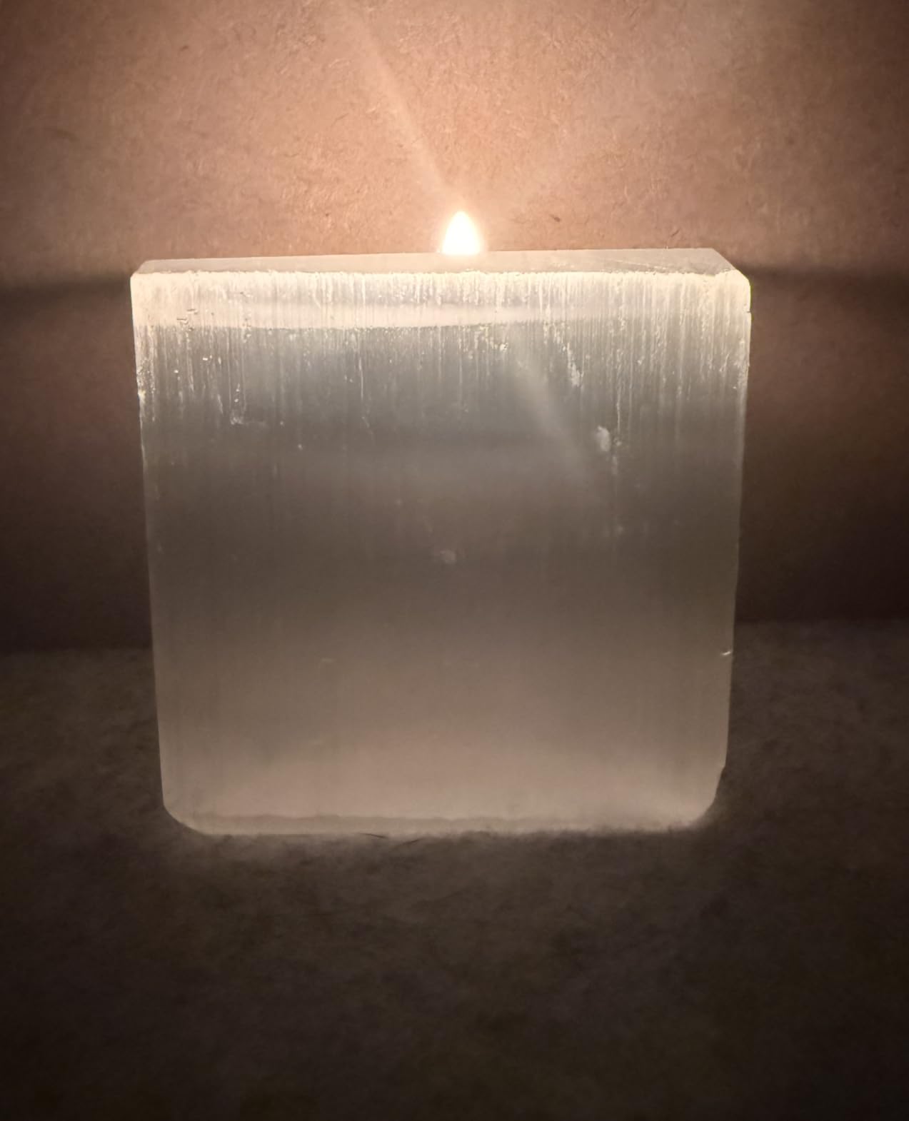 NKlaus Healing Crystals Selenit Würfel Kerzenhalter 6x6cm 1 Stück