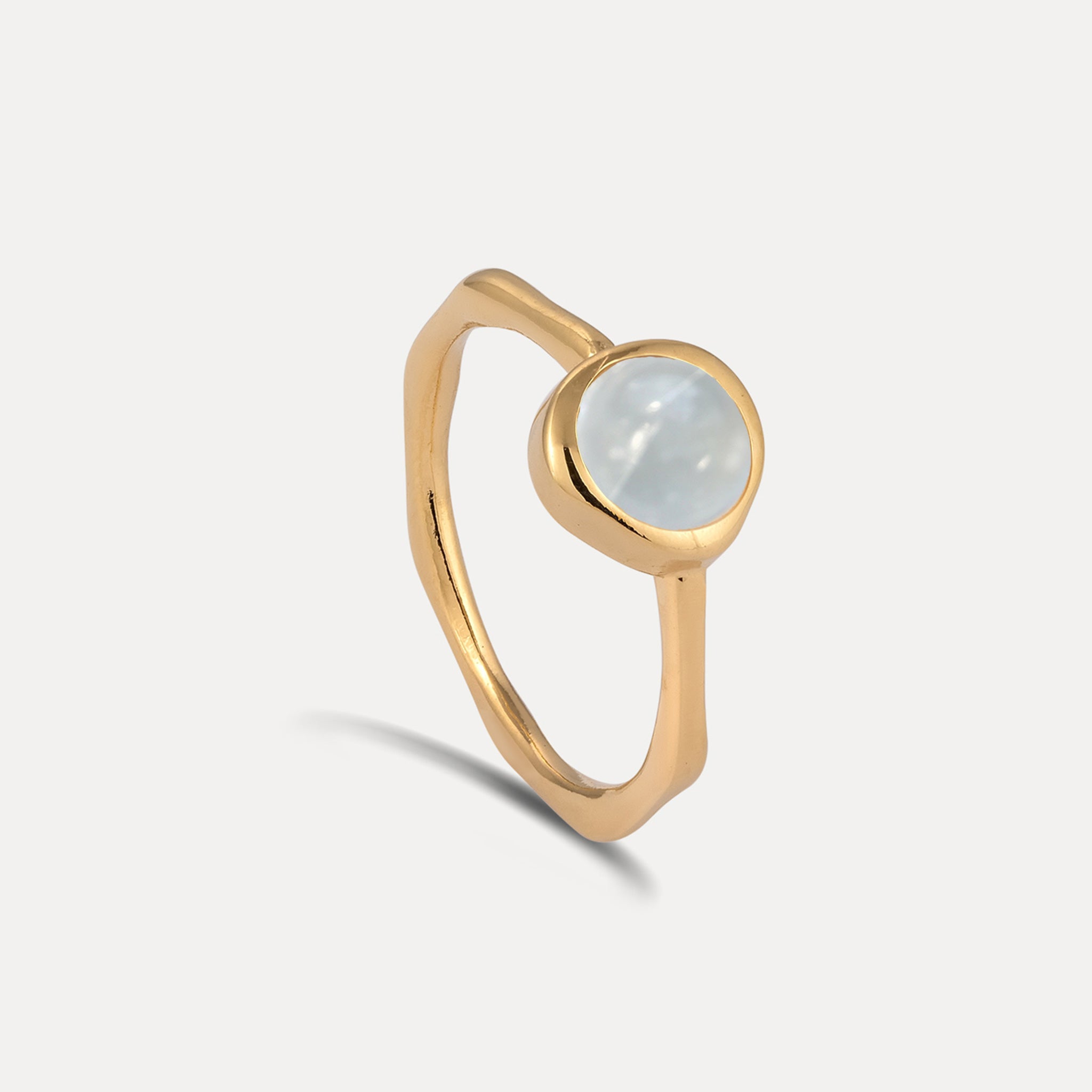 Stilnest Zodiac Birthstone Ring 585 Gold Sternzeichen Cabochon