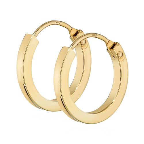NKlaus JEWELLERY Paar Creolen 585 Gelbgold flach 14mm