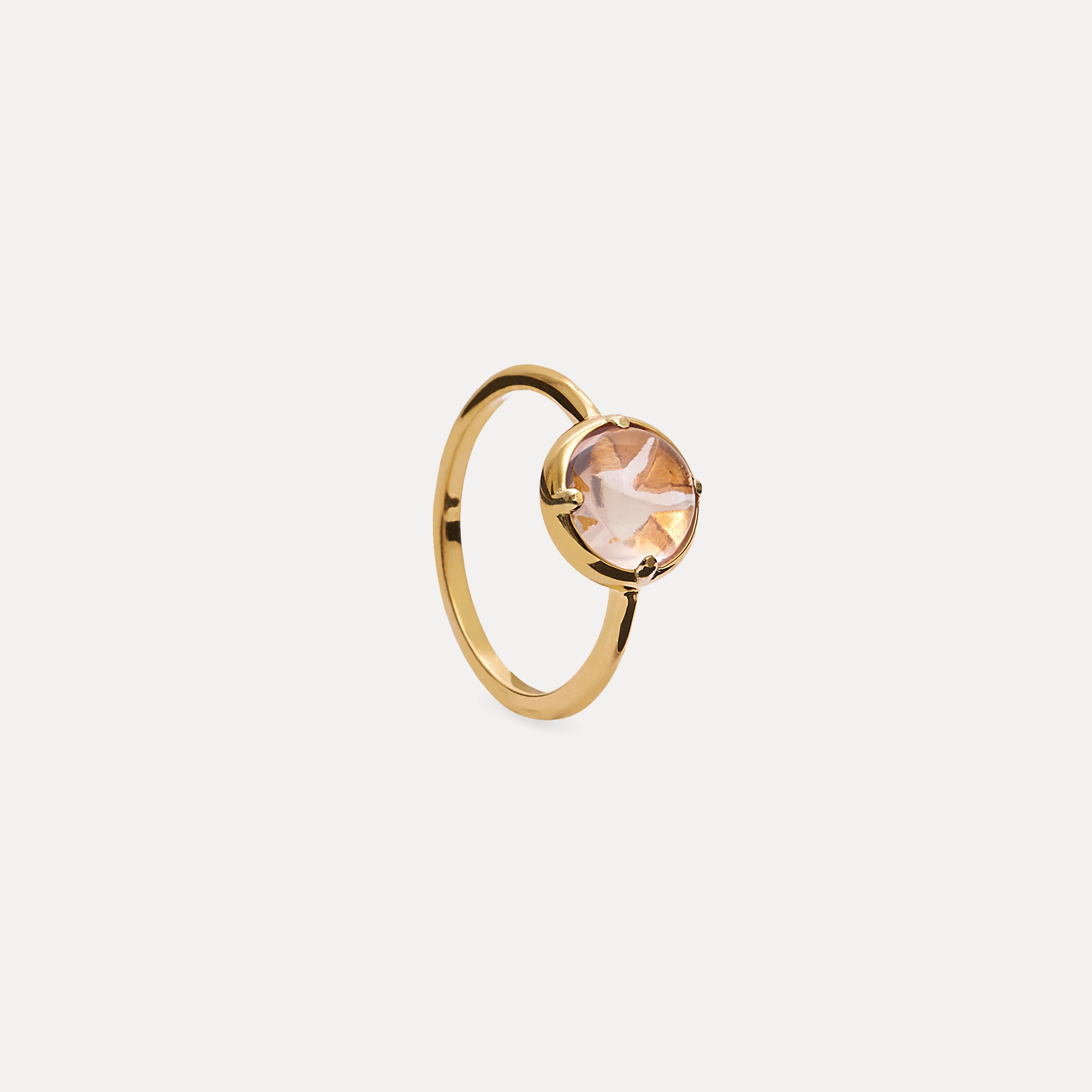 Stilnest Rosenquarz Instants of Love Ring Gold Vermeil Gr.56 Edelstein