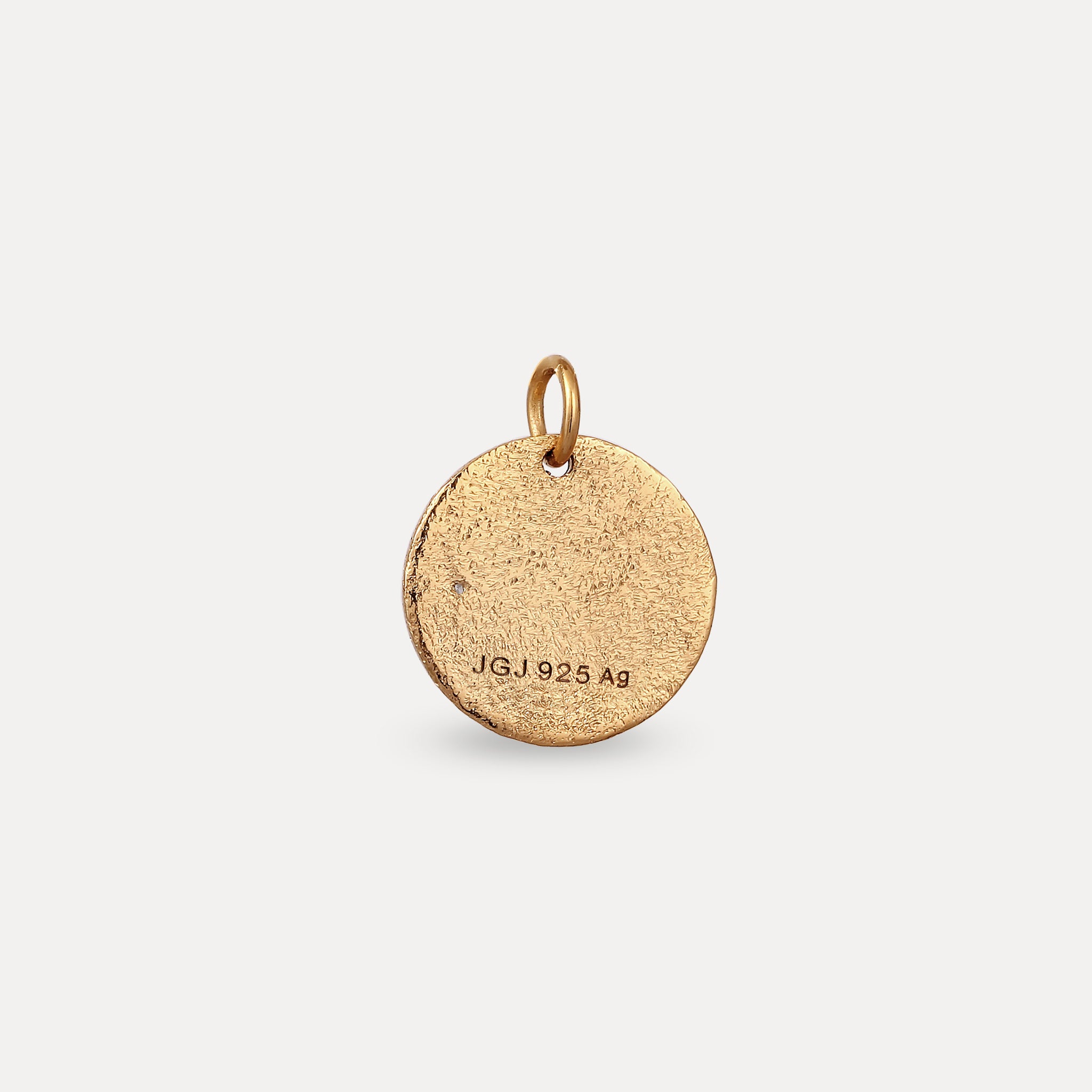 Stilnest Weißer Saphir Plate Anhänger Antique Gold Vermeil
