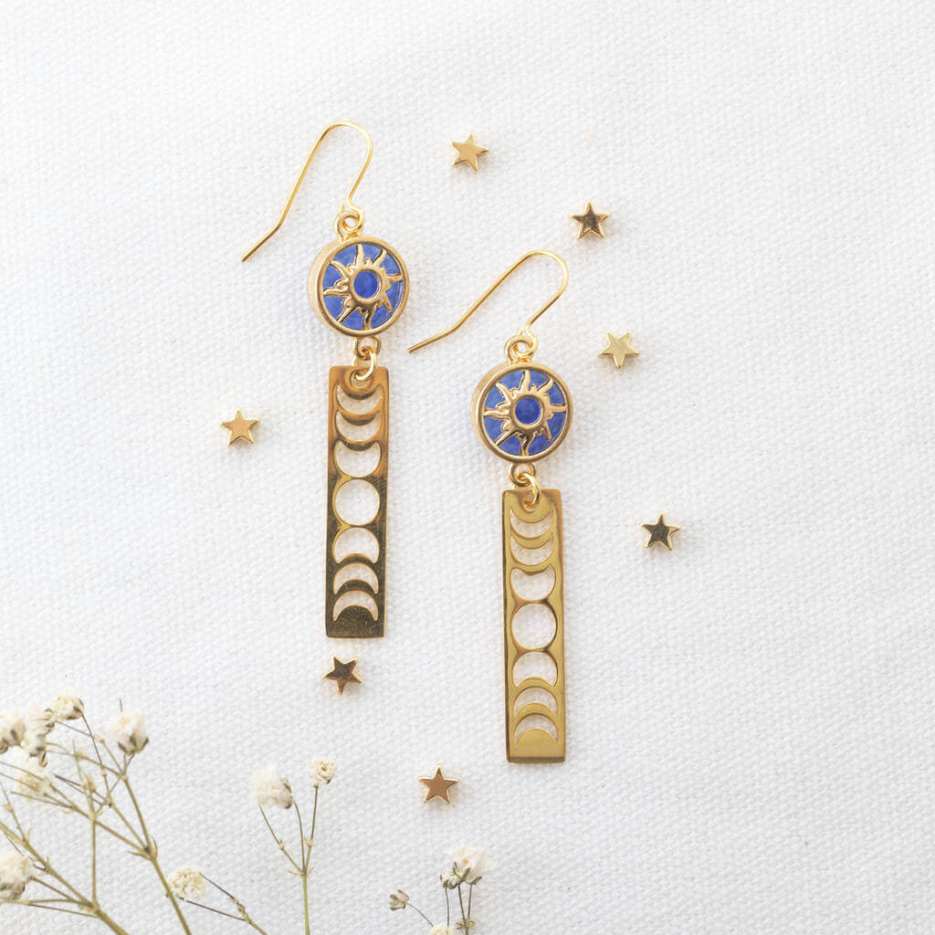Joy by Corrine Smith Sun Moon Phases Ohrringe Gold 6 cm