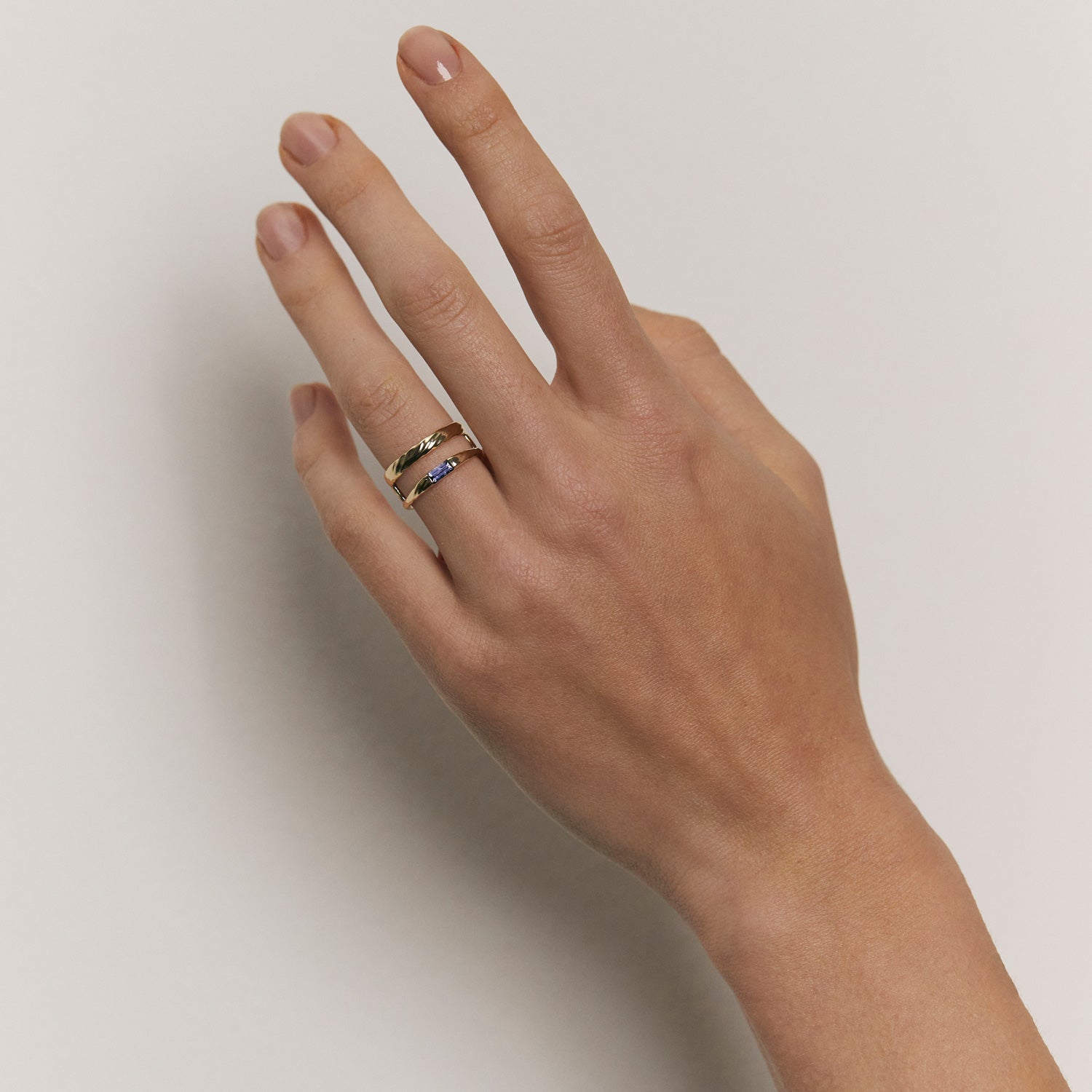 Stilnest Iolith Baguette Double Ring 585 Gold 56