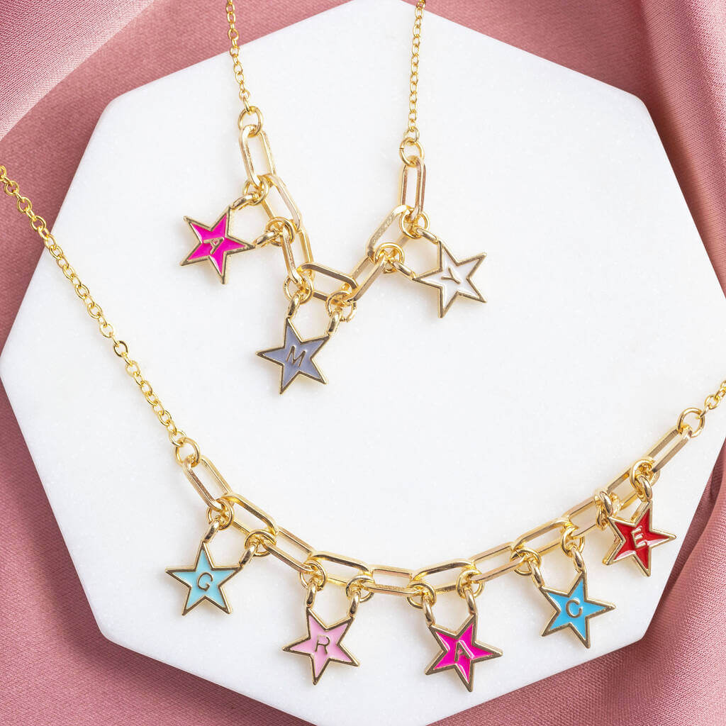 Joy by Corrine Smith Name Stars Emaille Halskette Gold