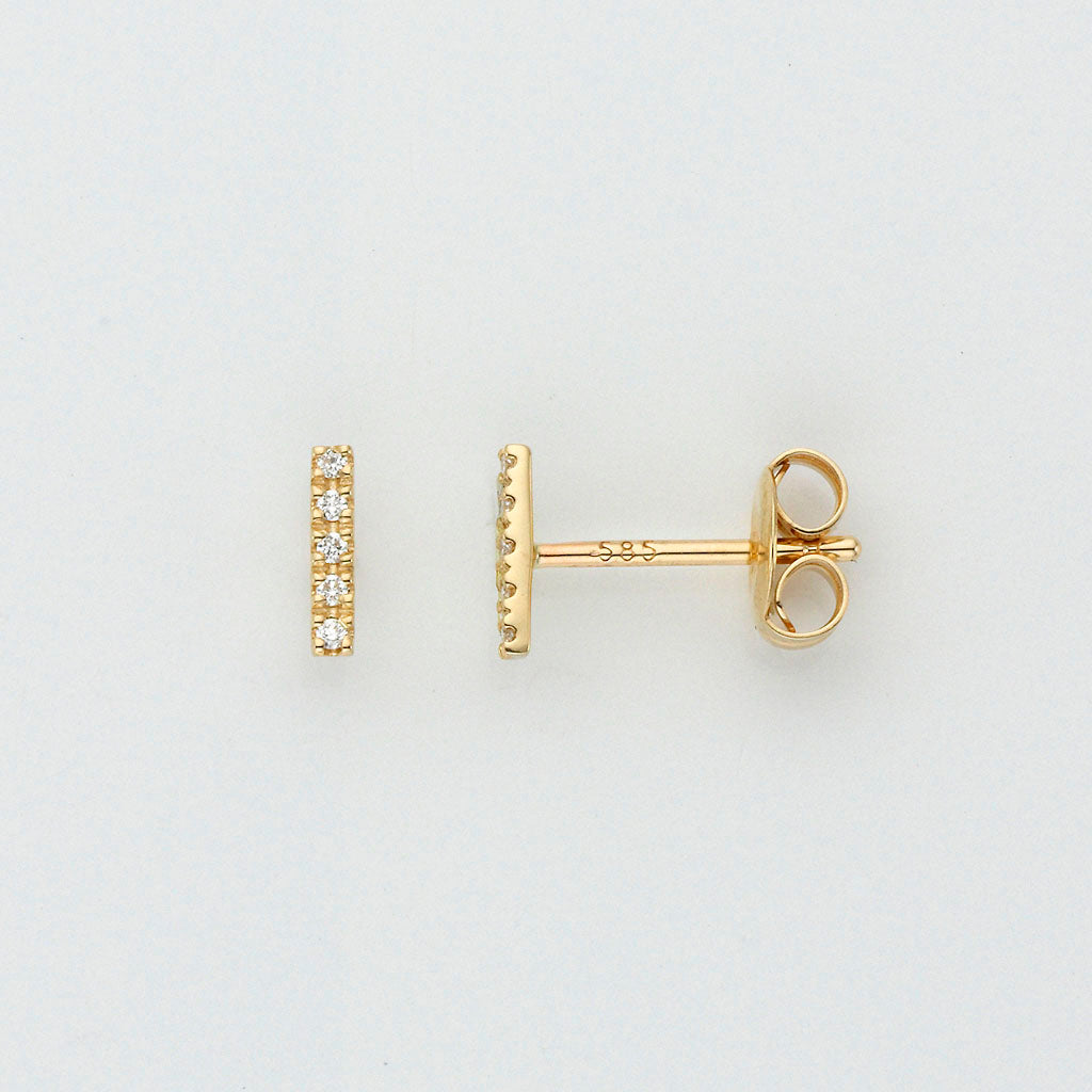 Eugen Rühle Stäbchen Ohrstecker Ohrringe Brillant 0,03ct 585 Gelbgold